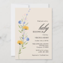 Baby shower Boho Fleur sauvage aquarelle