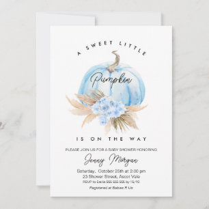 Invitation Baby shower Boho Floral Boys Citrouille bleu