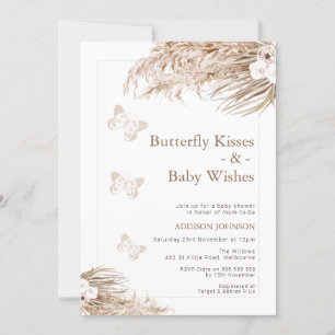 Invitation Baby shower Boho Floral Butterfly Kisses