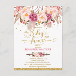 Invitation Baby shower Boho Floral Dream Catcher