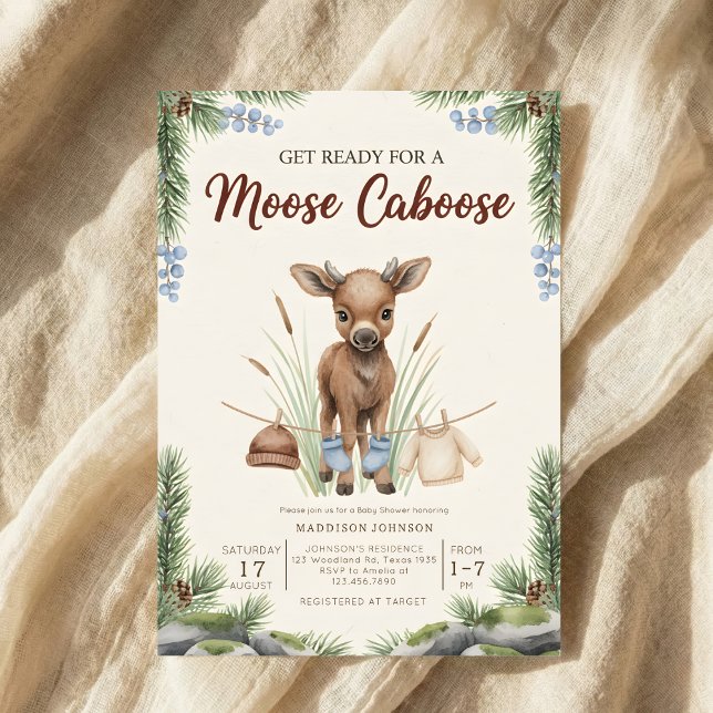 Invitation baby shower boho forêt élan verdure (Créateur téléchargé)