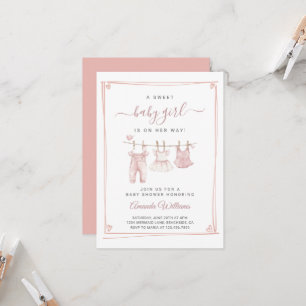 Invitation Baby shower Boho Girl Clothesline