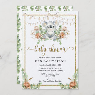 Invitation Baby shower Boho Koala Eucalyptus Woodland