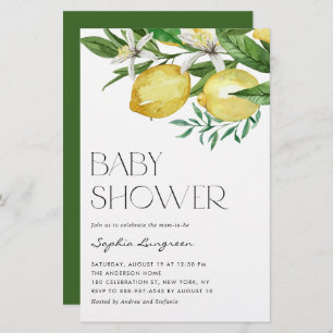 Invitation Baby shower Boho Lemon and Blooms
