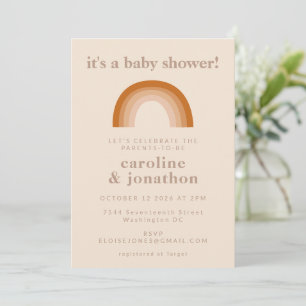 Invitation Baby shower Boho les années 70 Rainbow Terracotta