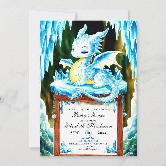 Invitation Baby shower Boho Little Dragon (Devant)