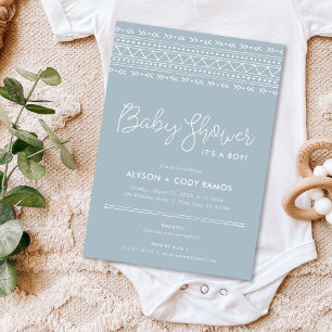 Invitation Baby shower Boho moderne Dusty Blue