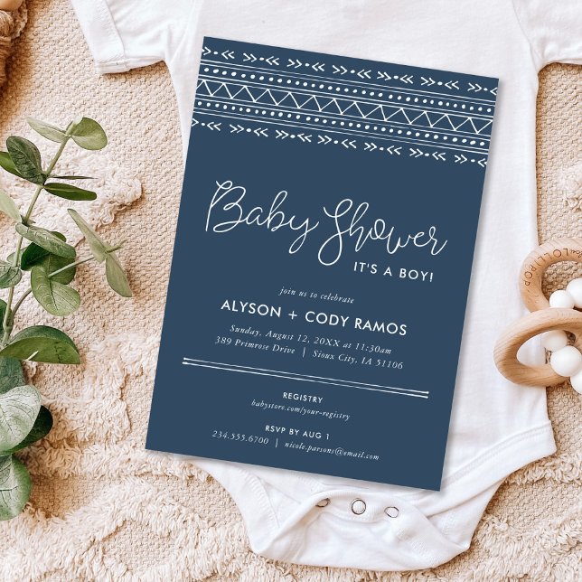 Invitation Baby shower Boho moderne | Lac bleu (Créateur téléchargé)