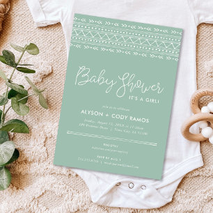 Invitation Baby shower Boho moderne Sage Green