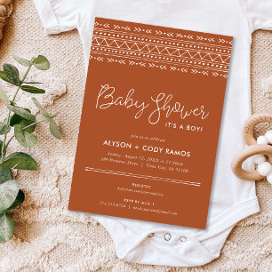 Invitation Baby shower Boho moderne   Terra Costa