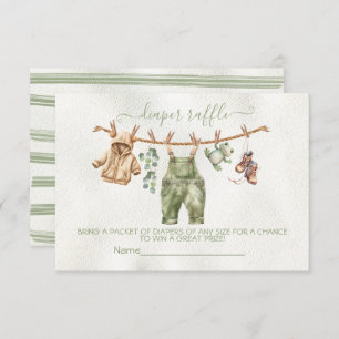 Invitation Baby shower Boho Nature Clothesline Diaper Raffle