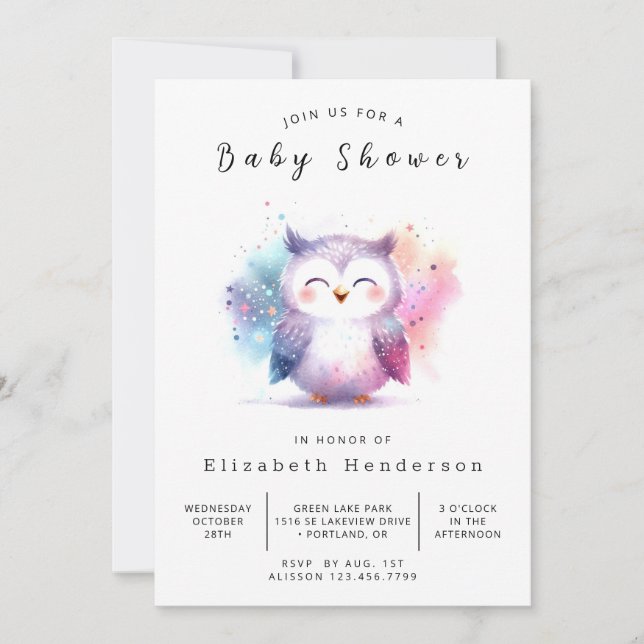 Invitation Baby shower Boho Online Owl (Devant)