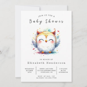 Invitation Baby shower Boho Pastel Owl