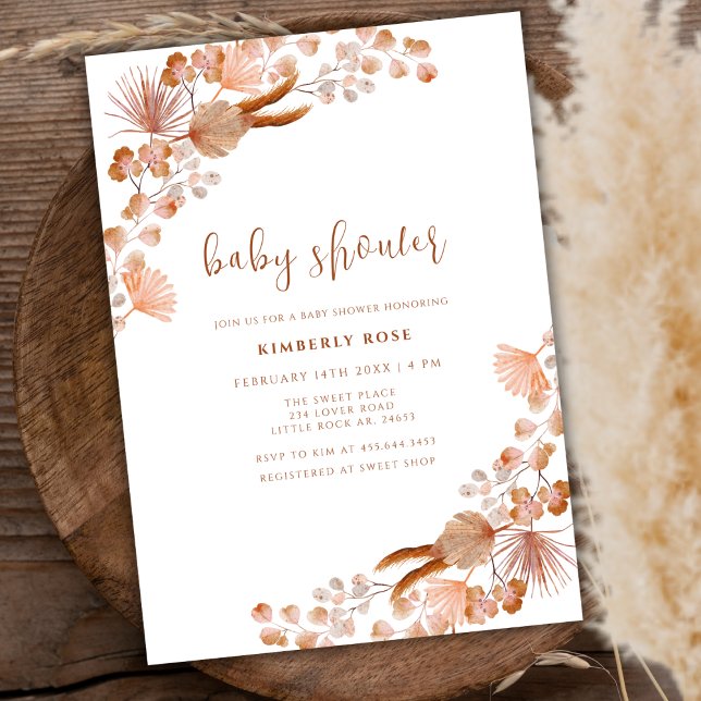 Invitation Baby shower Boho petit Fleur sauvage neutre pour l (Gender Neutral Little Wildflower Boho Baby Shower Invitation)