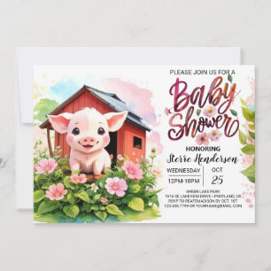 Invitation Baby shower Boho Piggy's Pink Paradise