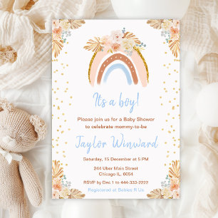 Invitation Baby shower Boho Rainbow