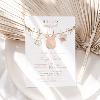 Invitation Baby shower Boho rose pâle pour bébé