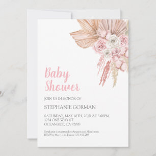 Invitation Baby shower Boho rose pour fille