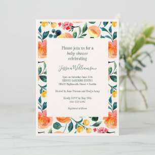 Invitation Baby shower Boho Rustique Orange