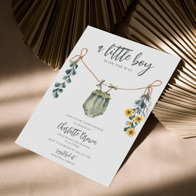 Invitation Baby shower Boho & Sage Boy (Créateur téléchargé)