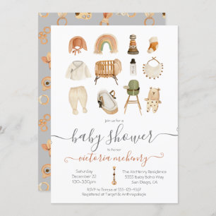 Invitation Baby shower Boho Scandi