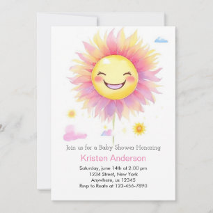 Invitation Baby shower Boho Sun Girl personnalisé