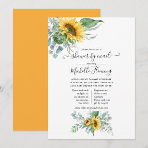 Invitation Baby Shower Boho Tournesol Eucalyptus par courrier