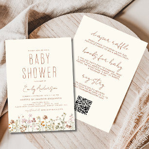 Invitation Baby shower Boho tout en un Fleur sauvage