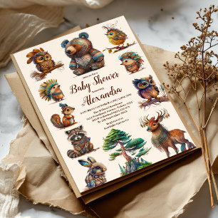 Invitation Baby shower Boho Woodland