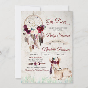 Invitation Baby shower Boho Woodland Dreamcatcher