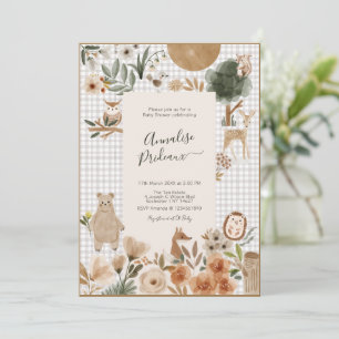 Invitation Baby shower Boho Woodland Forest Animaux