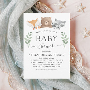 Invitation Baby shower Bois Eucalyptus Vert