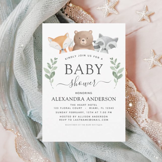 Invitation Baby shower Bois Eucalyptus Vert (Créateur téléchargé)