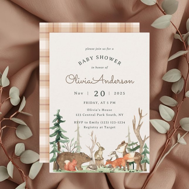 Invitation Baby Shower Bois Rustique d'Hiver (Créateur téléchargé)
