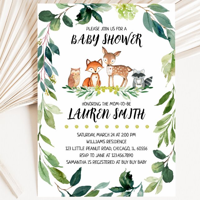 Invitation Baby Shower Bois Verdure (Créateur téléchargé)