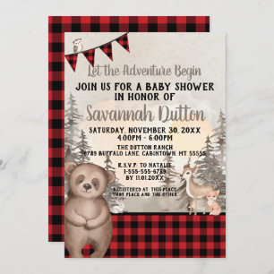 Invitation Baby shower boisé de Buffalo Plaid
