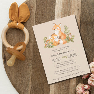 Invitation Baby shower boisé mignonne Maman et Baby Fox