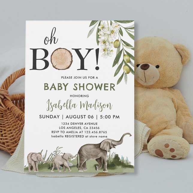 Invitation Baby shower boisé Oh garçon Aquarelle (Woodland Baby Shower Oh Boy Watercolor Invitation
)