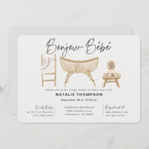 Invitation Baby shower Bonjour Bebe neutre pour le genre
