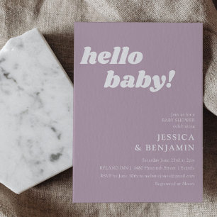 Invitation Baby shower Bonjour simple Dusty Lilac