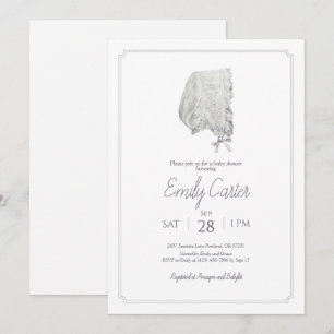 Invitation Baby shower Bonnet Vintage classique po