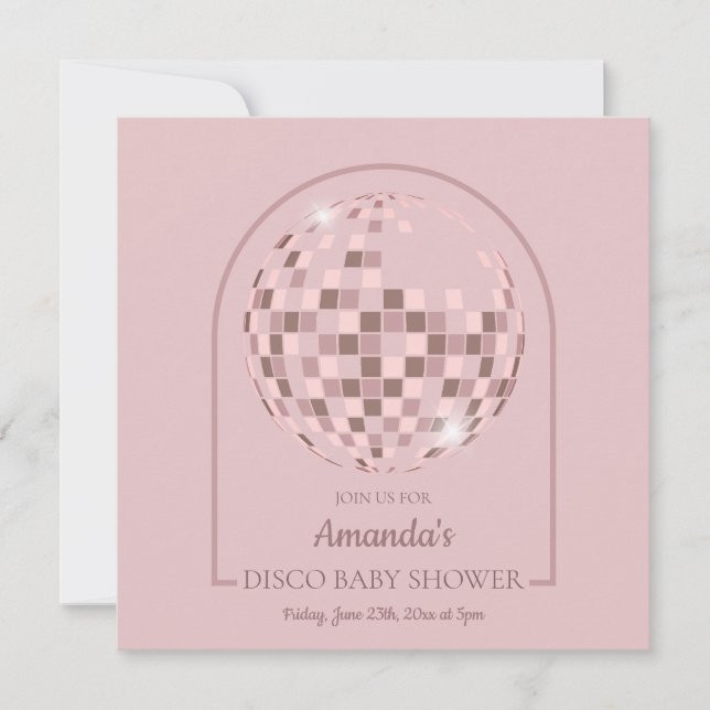 Invitation Baby shower Boogie Disco Rose (Devant)