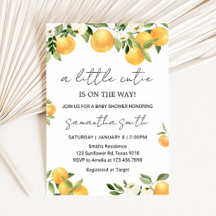 Invitation Baby shower Botanique Citrus Orange Little Cutie