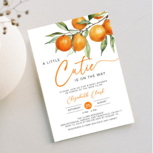 Invitation Baby shower Botanique Citrus Orange Little Cutie