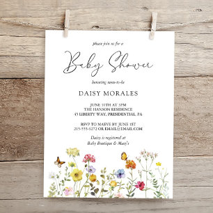 Invitation Baby shower botanique coloré du Fleur sauvage de p