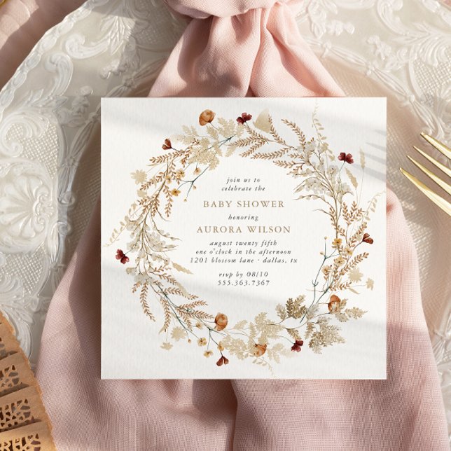 Invitation Baby shower botanique d'automne rustique (Absolutely elegant, minimal and rustic!)