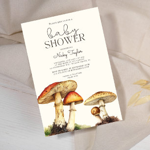 Invitation Baby shower botanique de champignons vintages