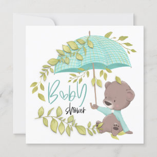 Invitation Baby shower botanique de l'Ours mignon