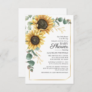 Invitation Baby shower botanique de tournesol floral Eucalypt