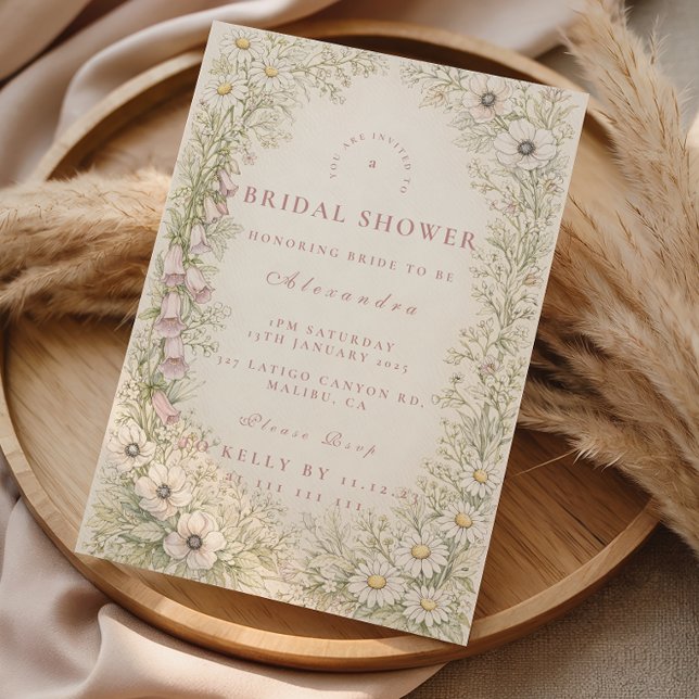 Invitation Baby Shower Botanique Fleur de Fils Vintage (Créateur téléchargé)